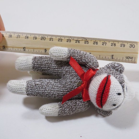 Sock Monkey 5.5" tall Soft squishable stuffed animal with flexible arms - Picture 4 of 8